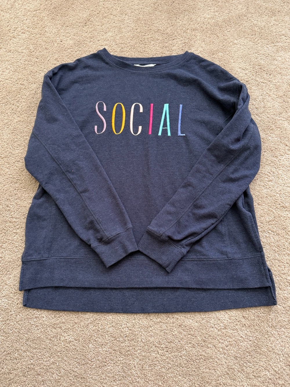 Wildfox Women's Navy 'SOCIAL' Crewneck Sweatshirt Medium